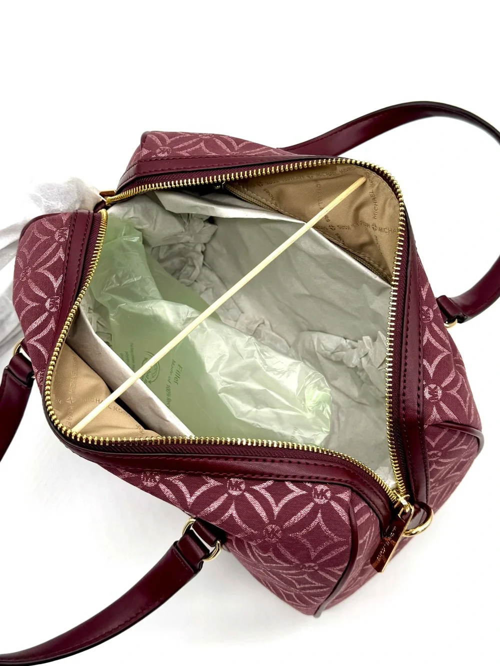 Michael Kors Medium Travel Duffle Satchel Bag Ox Blood Multi